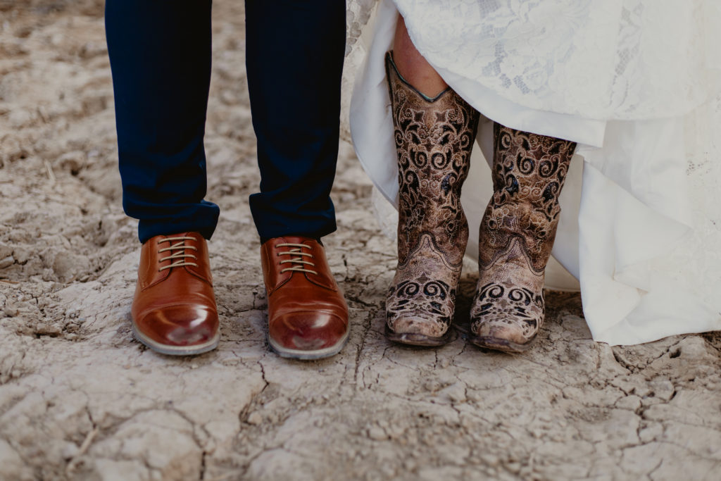 Elopement footwear in Big Bend National Park