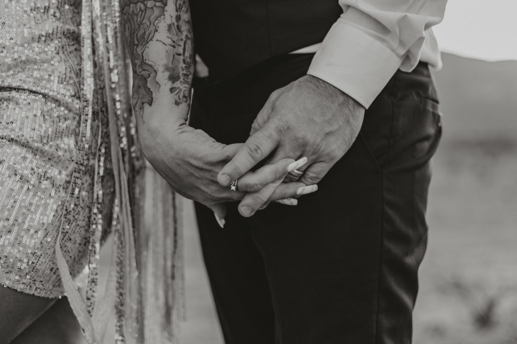 Groom and bride Holding hands 