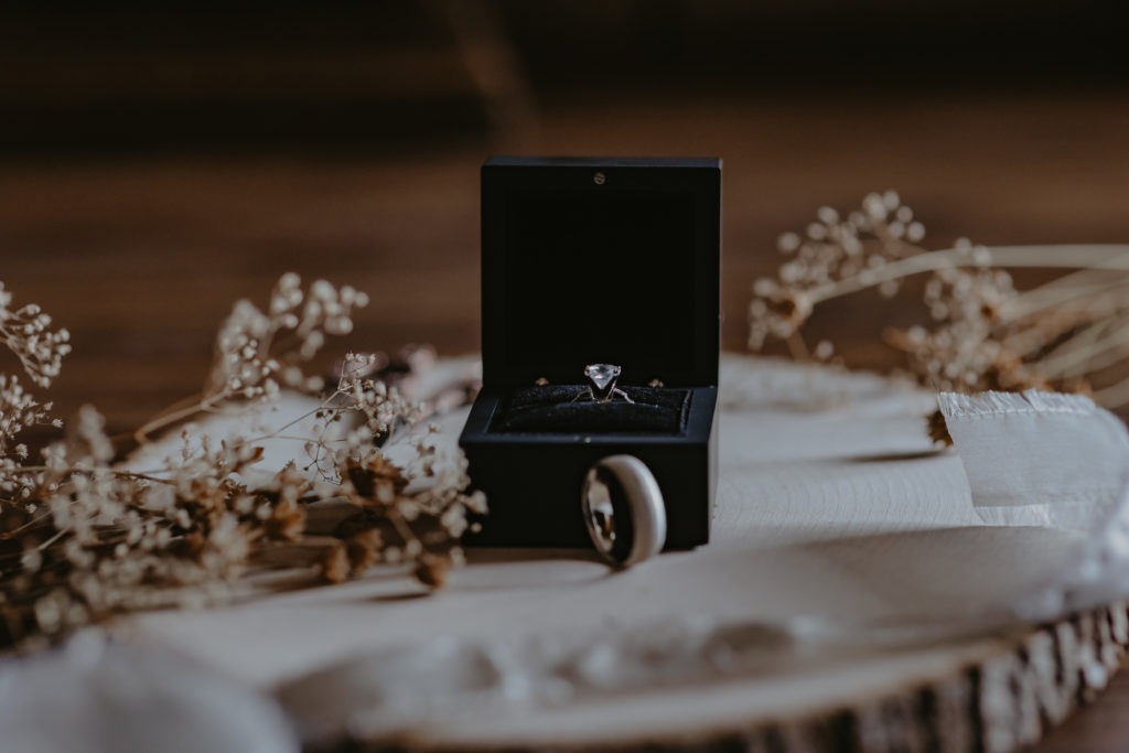 Wedding band flatlay
