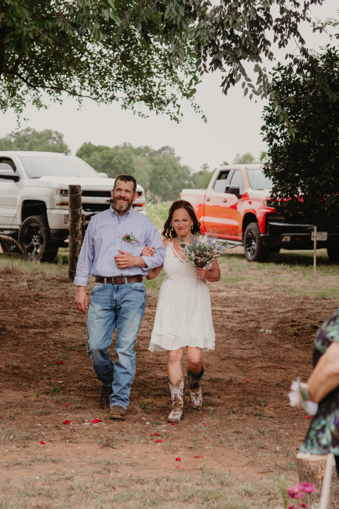 Bride walking down the aisle